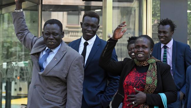 Majak Daw leaves the County Court in Melbourne. Picture: Andy Brownbill