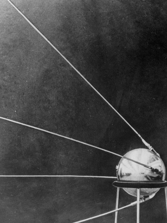 Communist Russia put a satellite into orbit before the US. The Soviet satellite Sputnik I is pictured on October 09, 1957. Picture: AP