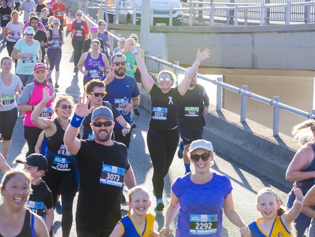 Run the Bridge Fun Run 2020 across Tasman Bridge. Picture: RICHARD JUPE