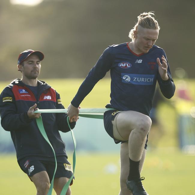 Clayton Oliver is put through his paces at training.