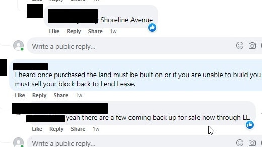 Social media posts about the land contracts at Shoreline.