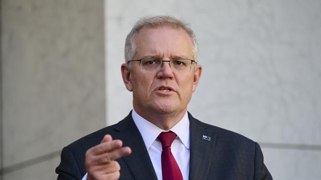 Former prime minister Scott Morrison has condemned Prime Minister Anthony Albanese’s “hesitant and passive'” response to China’s warships firing live ammunition off the coast of Australia. Picture: Rohan Thomson/Getty Images