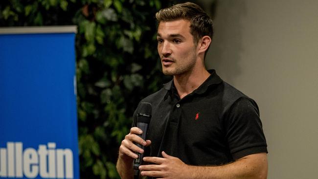 Division 7 candidate Ryan Bayldon-Lumsden speaking at the function. Picture: Jerad Williams.