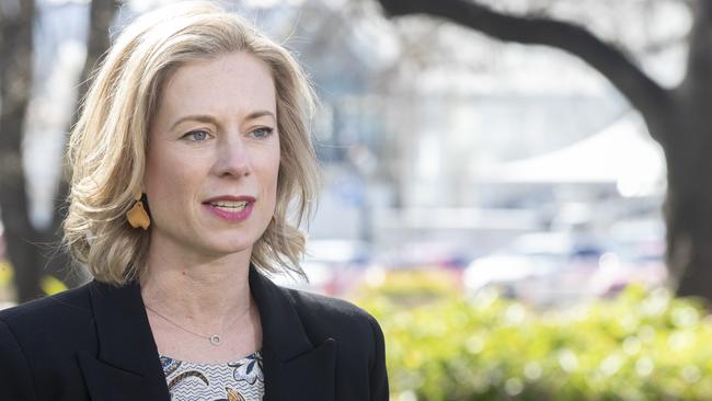 Tasmanian Labor Leader Rebecca White at Parliament Lawn. Picture: Chris Kidd