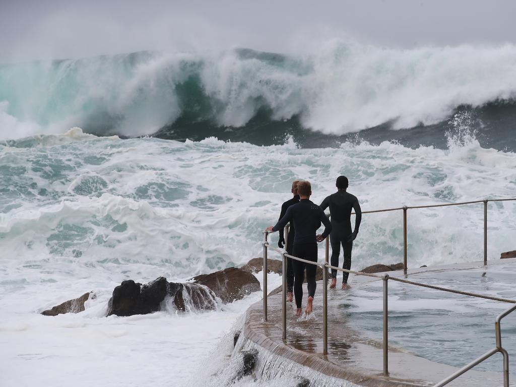 Big swell at Bronte beach this morning. Picture: David Swift.