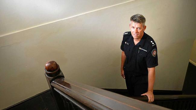 Station Officer Matthew Phillips hears foot steps in the fire station at times. Photo Renee Albrecht/Gympie Times. Picture: Renee Albrecht