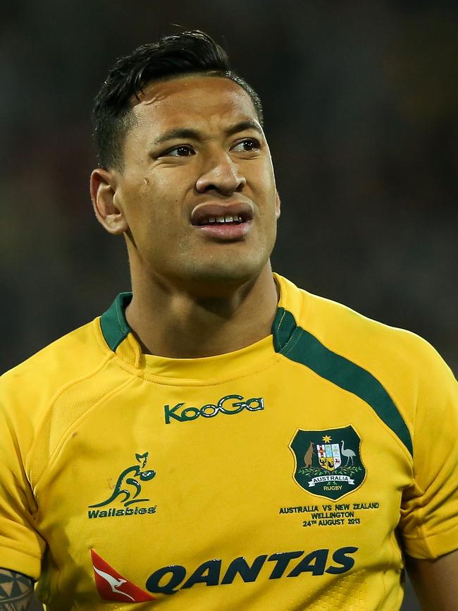 Israel Folau in Wallabies gold. Picture: Hagen Hopkins/Getty Images