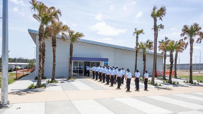 Clarence Correctional Centre Staff stand in formation while completing their initial training course. Photo: Simon Hughes.