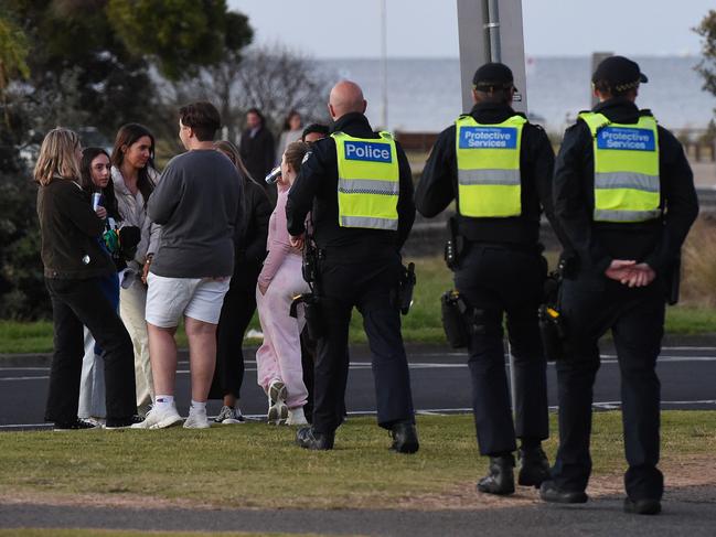 Schoolies in Rye. Police and PSOs patrolling Rye Beach. Picture: Josie Hayden