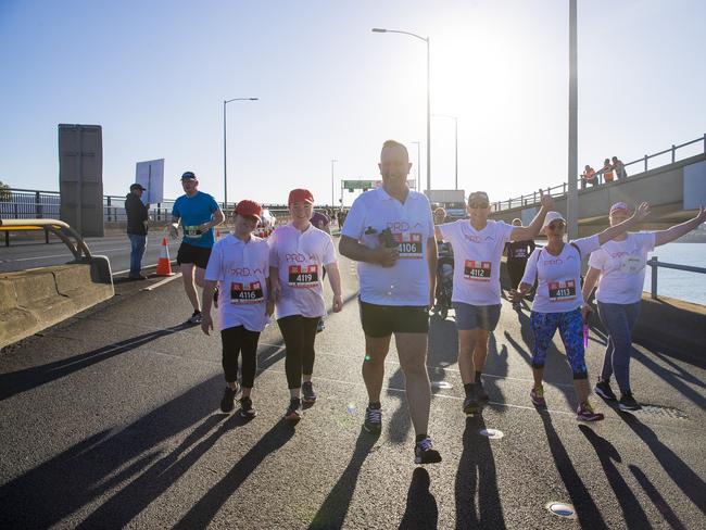 Run the Bridge Fun Run 2020 across Tasman Bridge. Picture: RICHARD JUPE
