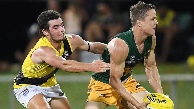 Kieren Parnell was arguably the best on ground during Saints’ 26-point win over Waratah in the elimination semi-final last Saturday. Picture: Felicity Elliott/AFLNT Media