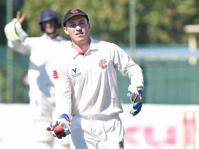 Essendon wicket keeper Isaac Conway was involved in five dismissals on Saturday. Picture: Josie Hayden