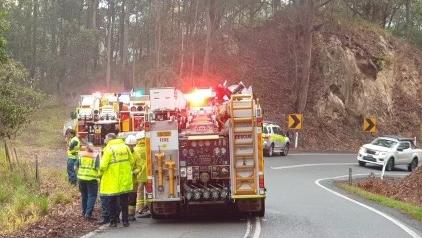 Two teenage girls needed to be rescued after their car slid off the road and down a steep embankment at Witta on June 12.