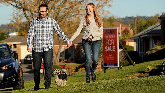 First-time home seekers Darren Kowacki and Helen McKinlay are working their way through the market in Melbourne. Picture: Stuart McEvoy