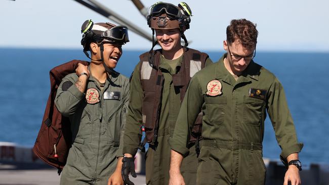 Officers on-board the USS America. Picture: Liam Kidston