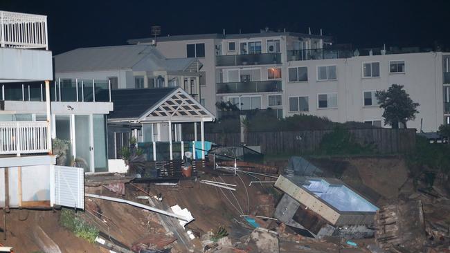 Several homes backing onto the beach at Collaroy sustained major damage due to the large swell. This inground pool was washed away during the storm. Picture: Bill Hearne