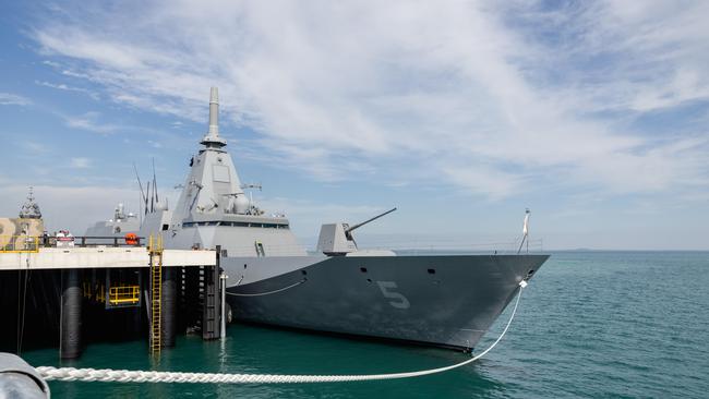 The JS Yahagi has pulled into Darwin Harbour as part of its Indo-Pacific Deployment. Picture: Pema Tamang Pakhrin