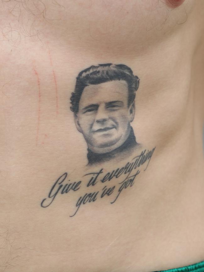 Hogan’s tattoo tribute to his pop Paddy. Picture: Annette Dew