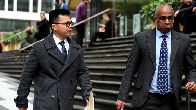 Nguyen (left) leaves court with his lawyer. Picture: Joel Carrett