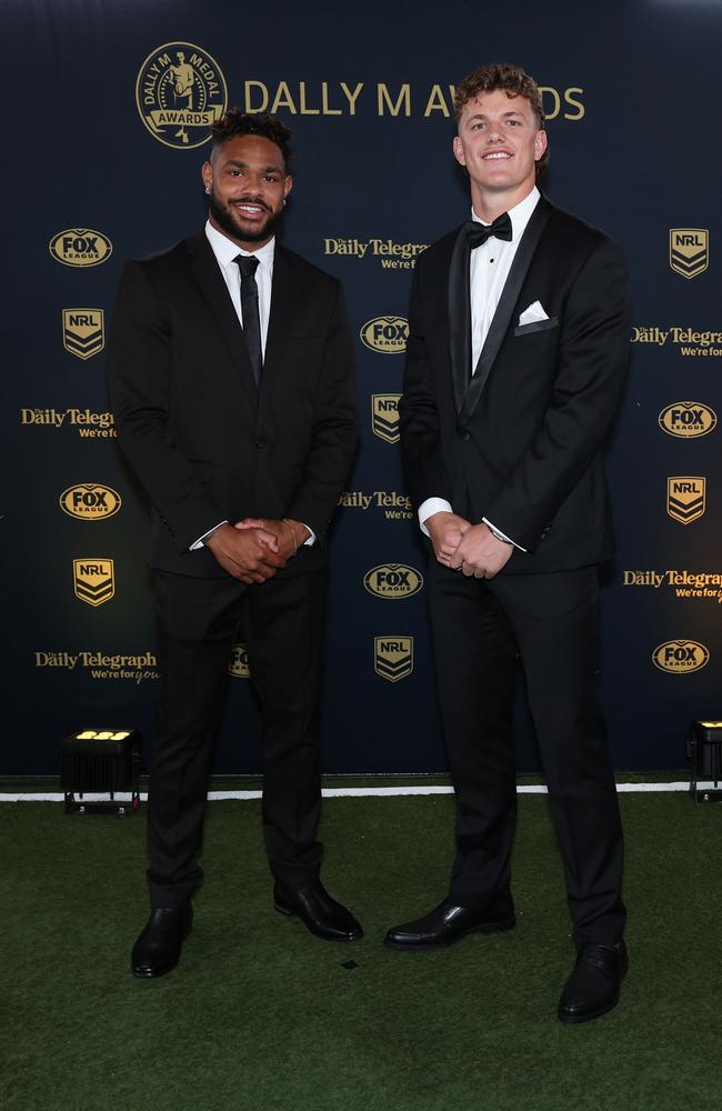 Hamiso Tabuai-Fidow and Jack Bostock of the Dolphins. Picture: Getty Images