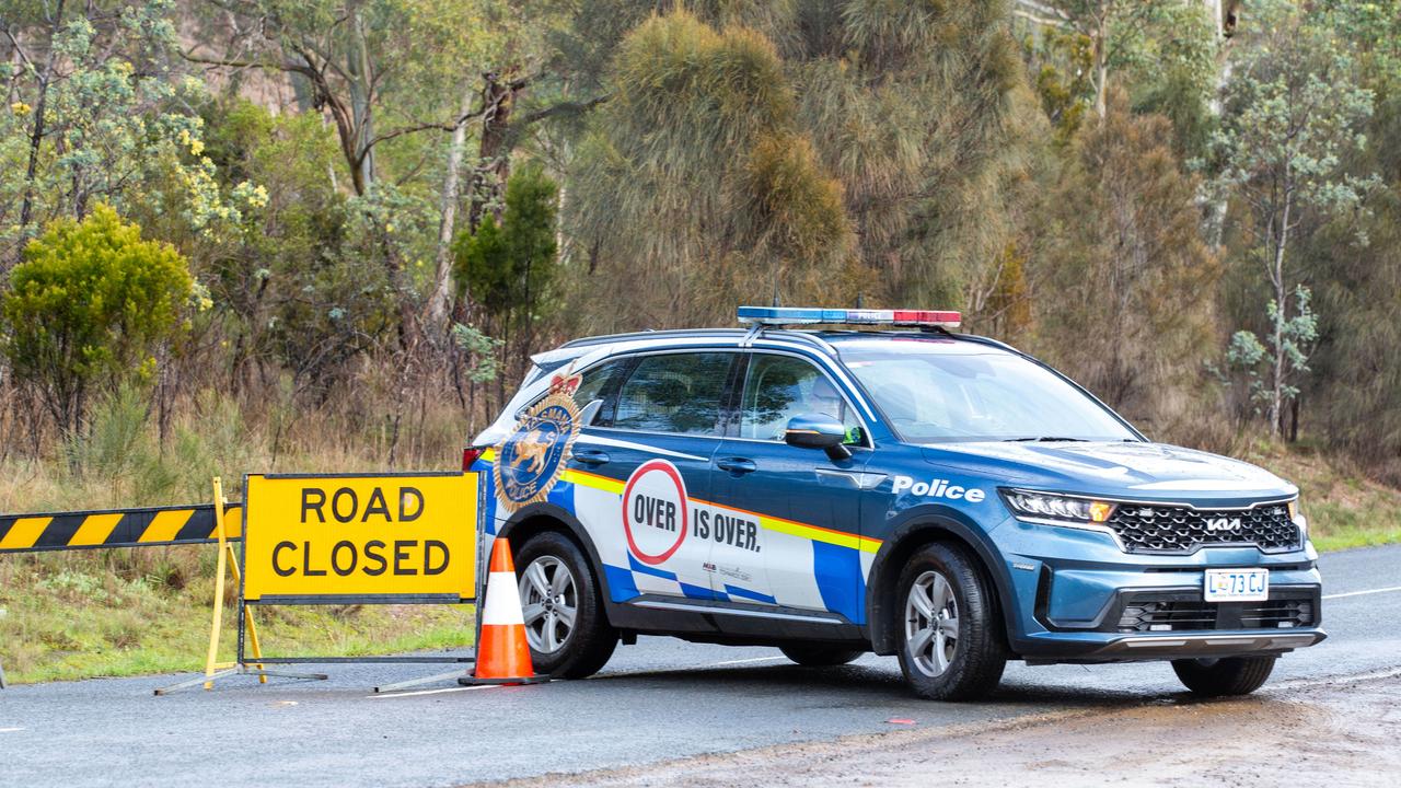 Glenora road in New Norfolk was closed due to flooding on Monday 2nd September 2024. Picture: Linda Higginson