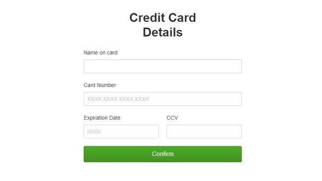 Customers are then asked to input all their sensitive credit card information.