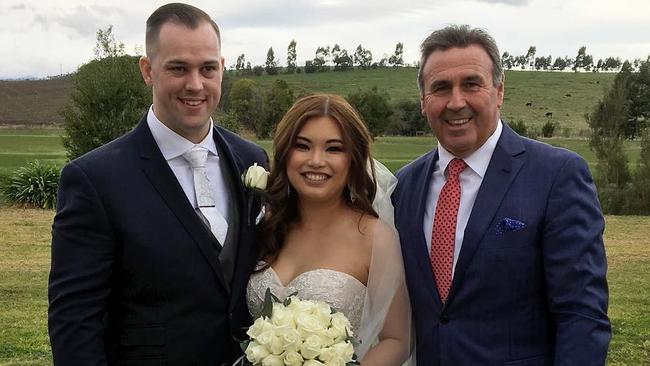 Weatherman and wedding celebrant Mike Larkan marries Paul &amp; Teresa in 2018 at Immerse Winery in the Yarra Valley. 