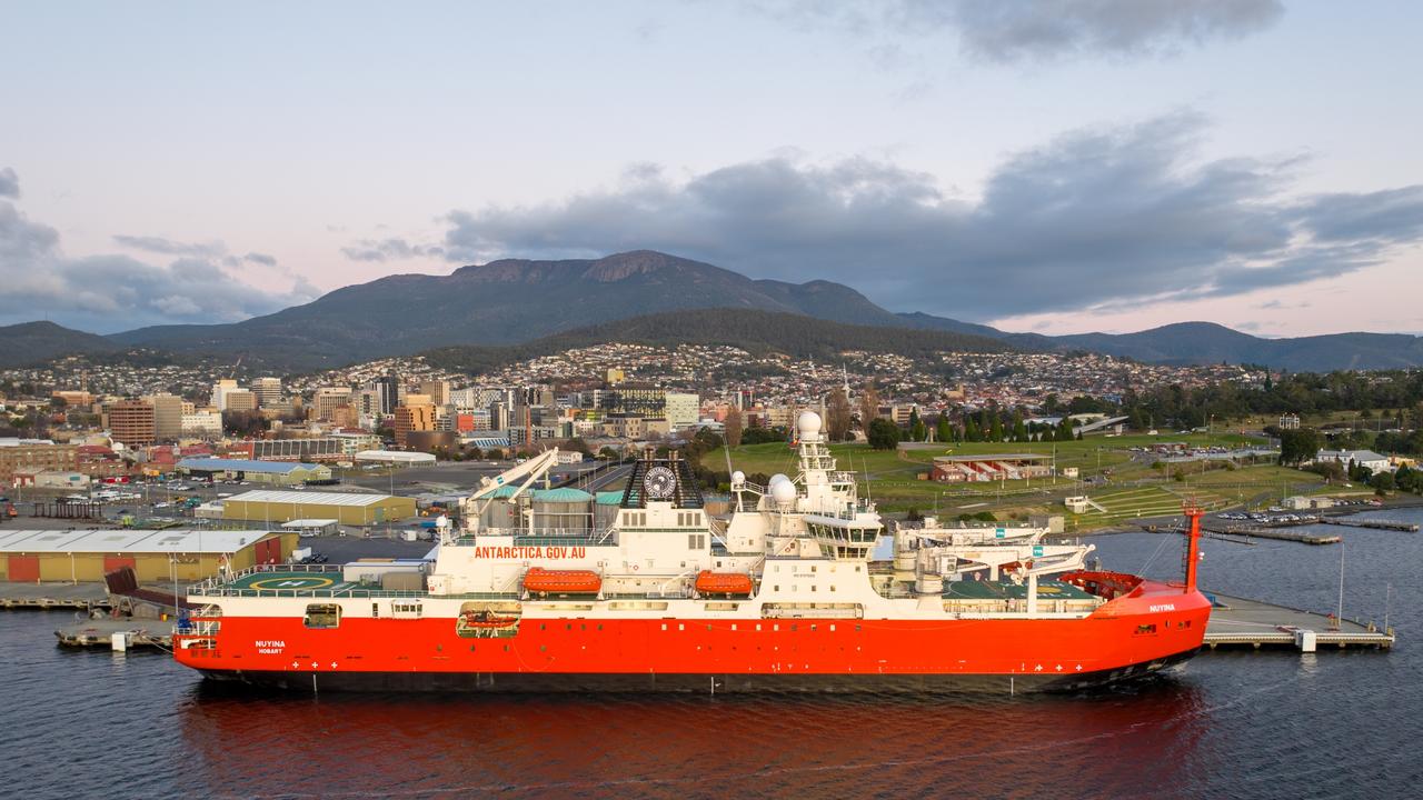 The RSV Nuyina in Hobart for maintenance work. Picture: City of Hobart