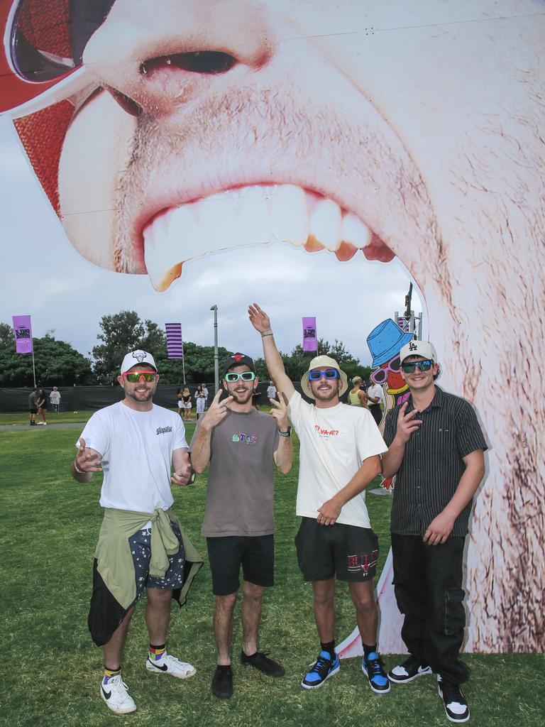 Jacob, Dylan , Luke and Riley at the Out 2 Lunch festival on the Coolangatta beachfront. Picture: Glenn Campbell