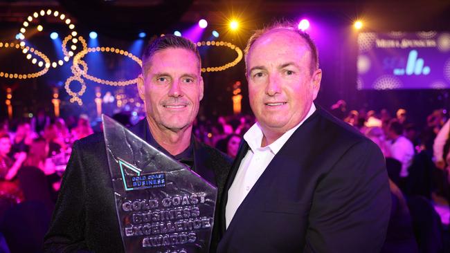 Andy Smith and Jim Park at the Gold Coast Business Excellence Awards Gala 2023 at The Star Gold Coast. Picture: Portia Large