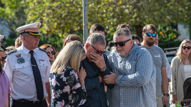 Jeff Tougher was also moved to tears after speaking at a press conference. Picture: NCA NewsWire/ Flavio Brancaleone