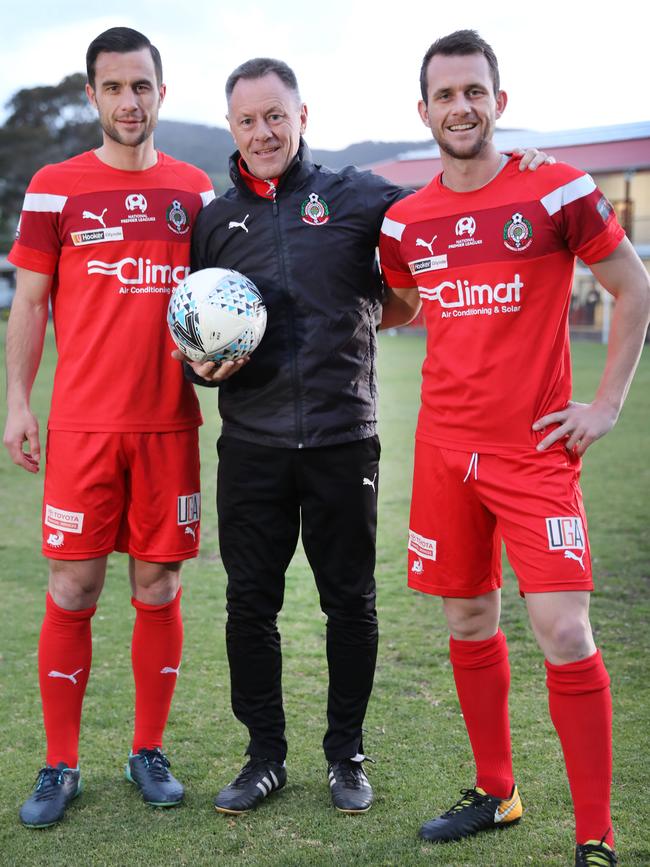 Matthew and Alex Matt Mullen joined uncle Joe Mullen at Campbelltown City this season. Picture: AAP Image/Dean Martin