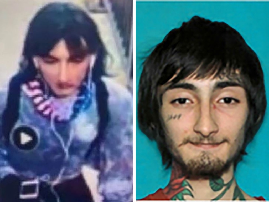 Robert E. “Bobby” Crimo III, 21, allegedly wore women’s clothing in a bid to conceal his identity and his distinctive tattoos. Picture: WGN-TV