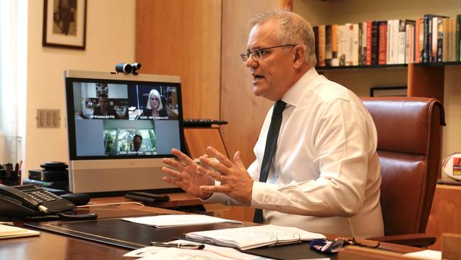 Prime Minister Scott Morrison is in crisis talks with industry leaders over the pressure Covid isolation is placing on workers. Picture: Adam Taylor