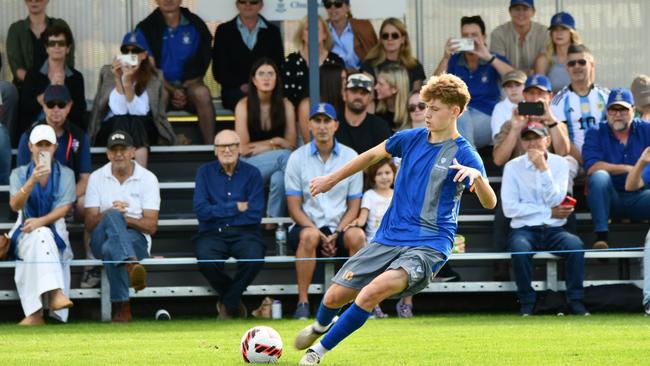 Quinn MacNicol. GPS First XI football action between Churchie and Toowoomba Grammar on Saturday, May 11, 2024.