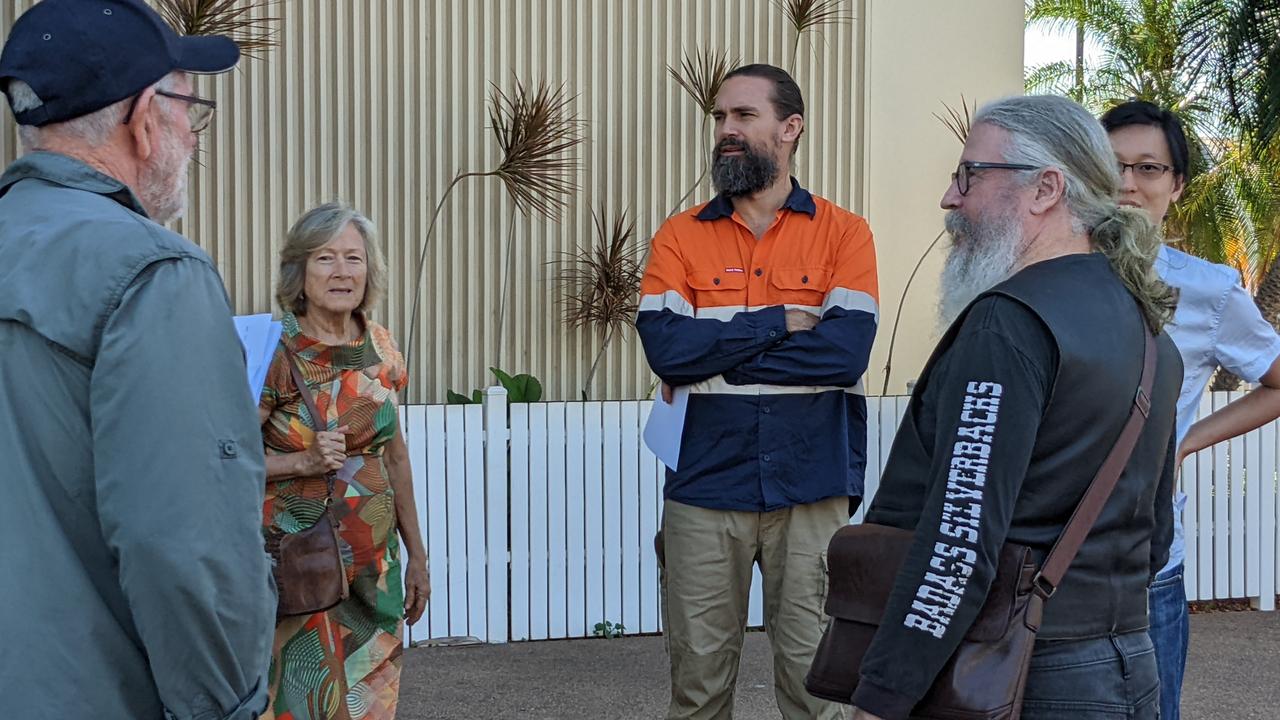 Anti-vaccine leader Chris Bell was surrounded by supporters when he appeared in Darwin Local Court on Thursday May 5 facing charges of contravention of an emergency declaration.