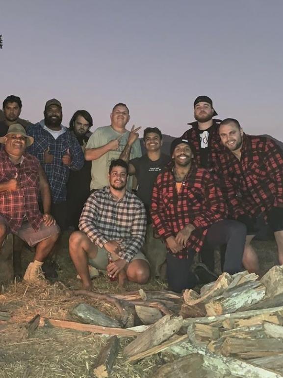 Addo Carr and Mitchell on a camping trip. Picture: Instagram