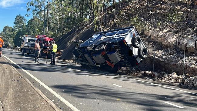 A 4WD towing a caravan was one of four vehicles involved in the crash on the Bruce Hwy, which happened near the Alice St roundabout.