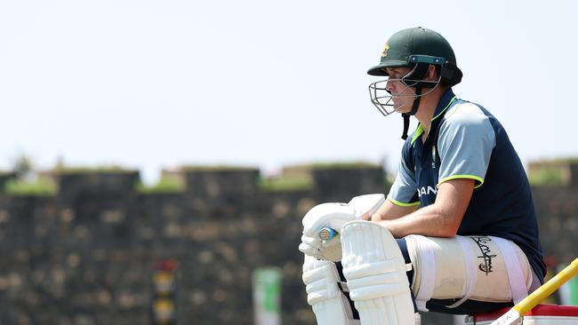 GALLE, SRI LANKA - FEBRUARY 04: Marnus Labuschagne of Australia looks on during an Australia nets session at Galle International Stadium on February 04, 2025 in Galle, Sri Lanka. (Photo by Robert Cianflone/Getty Images)