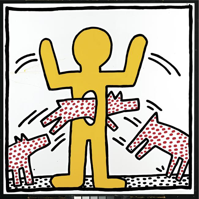 Keith Haring, Untitled 1982, enamel colour on steel. Picture: Keith Haring Foundation