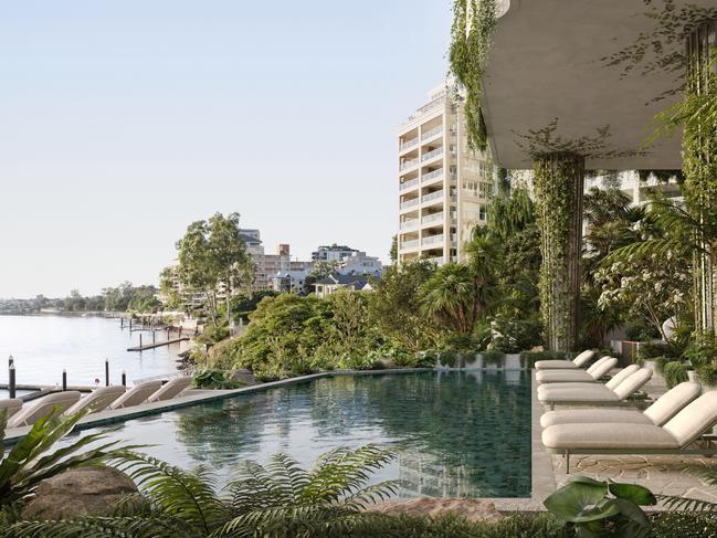 Developing Queensland - Pikos Group's second riverfront project in Brisbane, Gaia in Kangaroo Point. Communal pool.