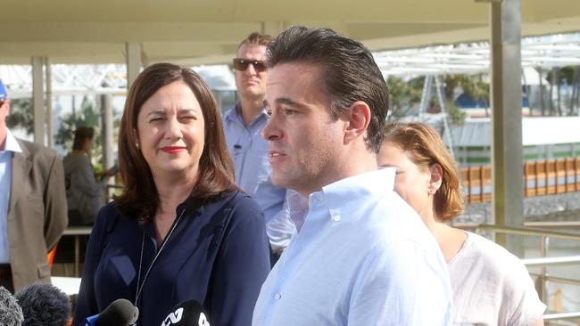 Premier Annastacia Palaszczuk and Sea World CEO Clark Kirby speak to media after announcing major investment for The Spit last Saturday. Picture: Richard Gosling.