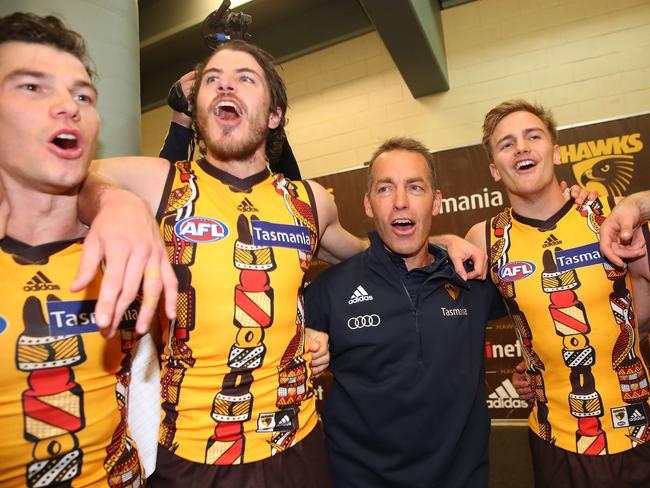 Alastair Clarkson has built a winning culture at Hawthorn and Matthew Lloyd says the Hawks loom as a premiership wildcard. Picture: Getty Images