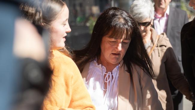 Leanne Mullen, mother of Hunter Valley bus crash victim Rebecca Mullen, leaves Newcastle courthouse after one of the appearances of bus driver Brett Button. Picture: NCA NewsWire / Jeremy Piper