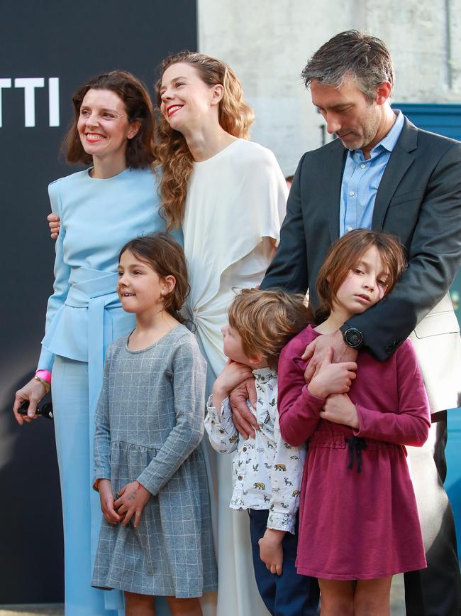 Allegra and Bianca Spender with Arietta, Raffety, and Octavia Spender-Capps, and Mark Capps at AfterPay Australian Fashion Week. Picture: Justin Lloyd.