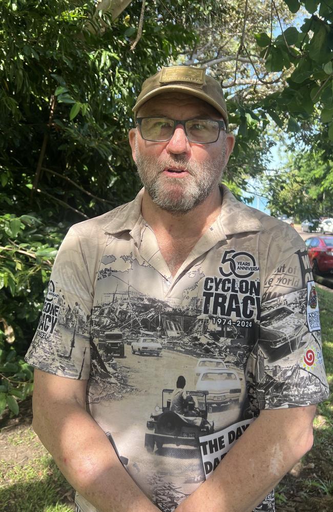 Survivor and protester Antony Bullock says the City of Darwin “never consulted” himself and other survivors. Picture: Harry Brill.