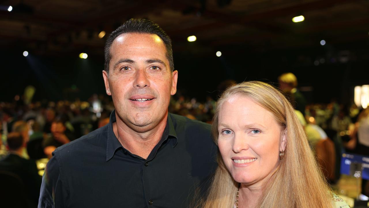 Jake Ragkousis and Stacey Critchell at the Ray White Surfers Paradise Business Meets Sport lunch 2024 for Gold Coast at Large. Picture, Portia Large.