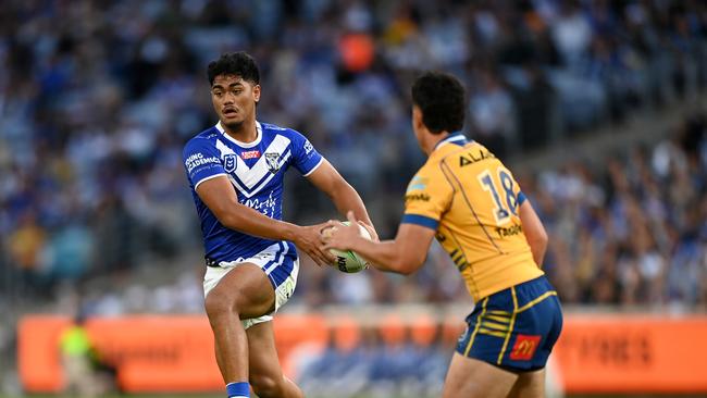 Oloapu has not played for the Bulldogs since round 16 of the 2023 NRL season due to a career-threatening neck injury. Picture: NRL Images