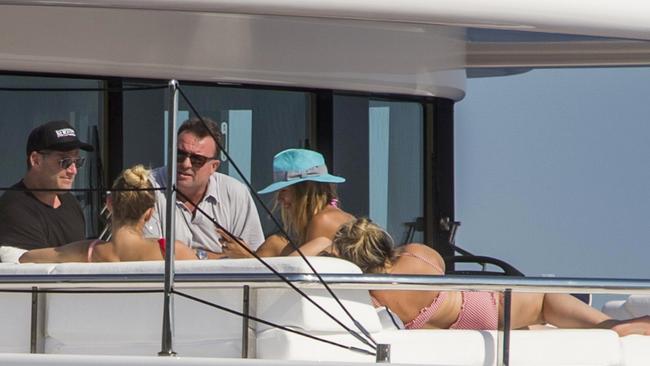 Karl soaking up the sun on the luxury yacht Picture: BACKGRID Australia