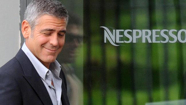 George Clooney on the set of the new Nespresso commercial in Milan, Italy..